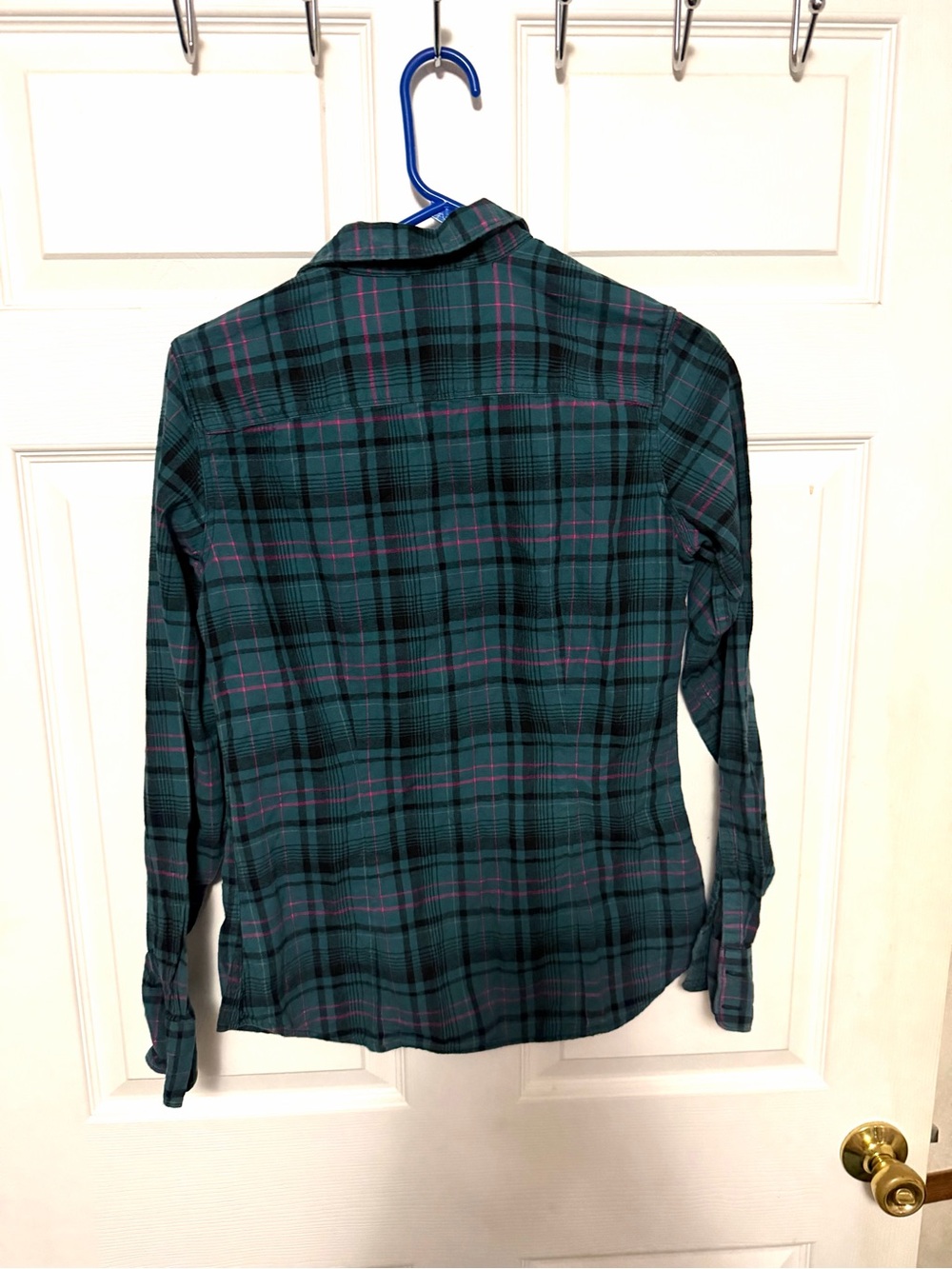 Eddie Bauer Teal and Black Plaid Button-Down Shirt - Picture 3 of 4